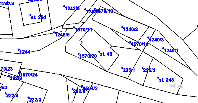 Parcela st. 45 v KÚ Dolní Moravice, Katastrální mapa