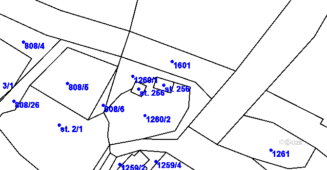Parcela st. 256 v KÚ Dolní Moravice, Katastrální mapa