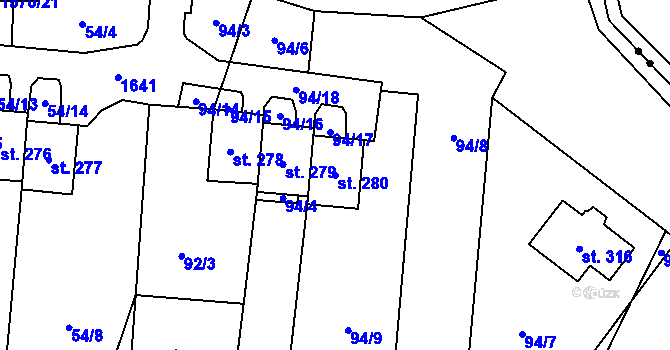 Parcela st. 280 v KÚ Dolní Moravice, Katastrální mapa