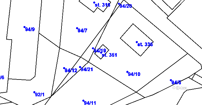 Parcela st. 351 v KÚ Dolní Moravice, Katastrální mapa