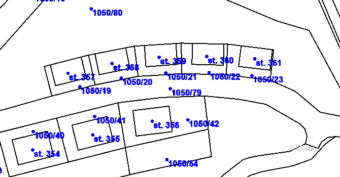 Parcela st. 1050/79 v KÚ Dolní Moravice, Katastrální mapa