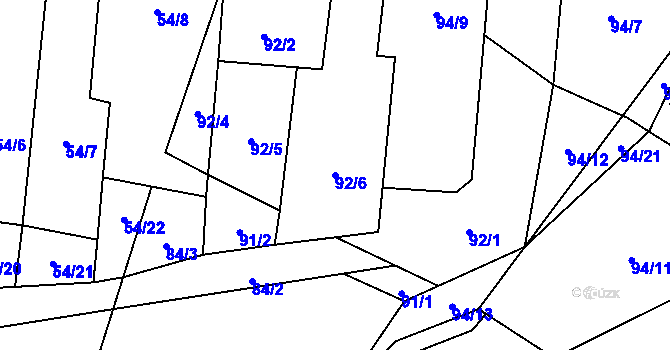 Parcela st. 92/6 v KÚ Dolní Moravice, Katastrální mapa