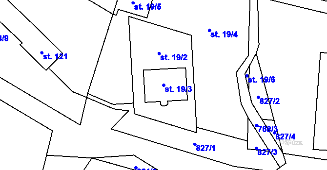 Parcela st. 19/3 v KÚ Horní Moravice, Katastrální mapa