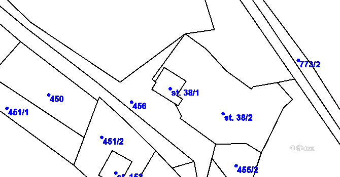 Parcela st. 38/1 v KÚ Horní Moravice, Katastrální mapa