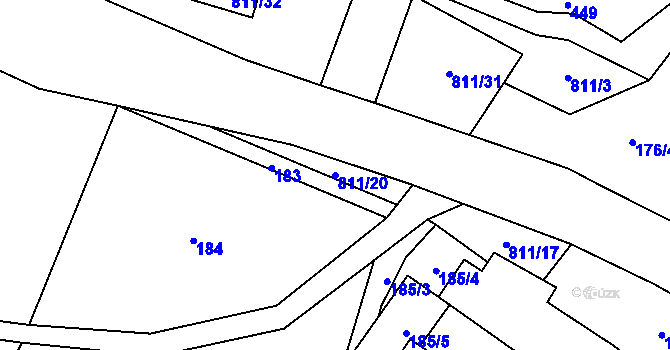 Parcela st. 811/20 v KÚ Horní Moravice, Katastrální mapa