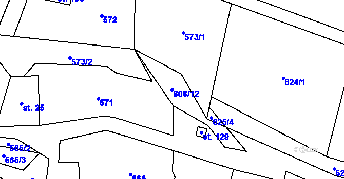 Parcela st. 808/12 v KÚ Horní Moravice, Katastrální mapa
