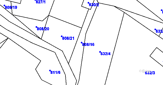 Parcela st. 808/16 v KÚ Horní Moravice, Katastrální mapa
