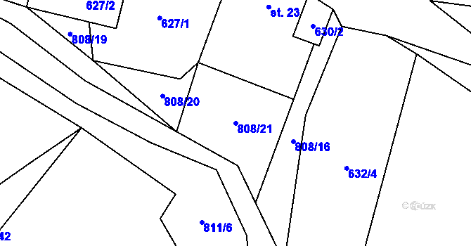 Parcela st. 808/21 v KÚ Horní Moravice, Katastrální mapa