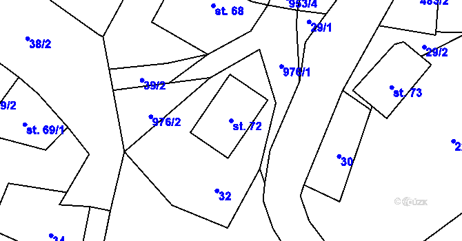 Parcela st. 72 v KÚ Nová Ves u Rýmařova, Katastrální mapa