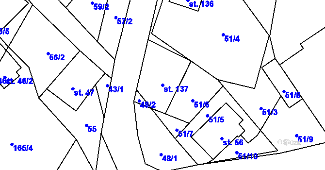 Parcela st. 137 v KÚ Nová Ves u Rýmařova, Katastrální mapa