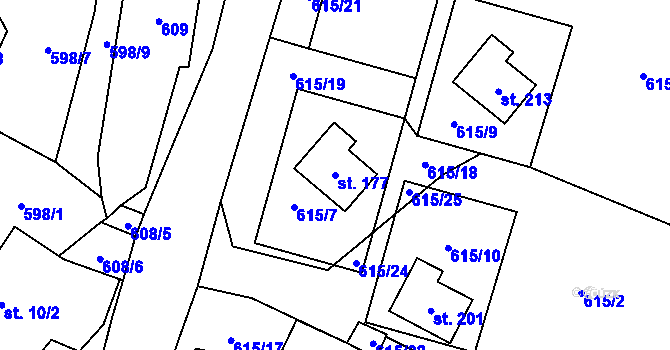 Parcela st. 177 v KÚ Nová Ves u Rýmařova, Katastrální mapa