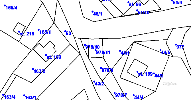 Parcela st. 978/11 v KÚ Nová Ves u Rýmařova, Katastrální mapa