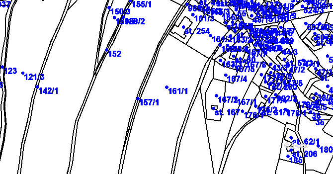 Parcela st. 161/1 v KÚ Nová Ves u Rýmařova, Katastrální mapa