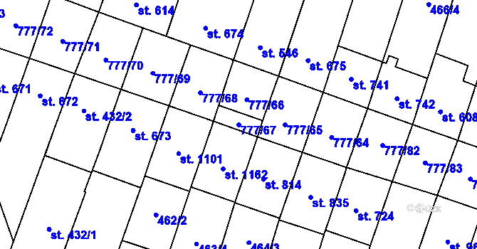 Parcela st. 777/67 v KÚ Dolní Němčí, Katastrální mapa