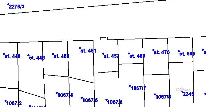 Parcela st. 452 v KÚ Dolní Němčí, Katastrální mapa