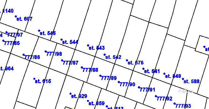 Parcela st. 542 v KÚ Dolní Němčí, Katastrální mapa
