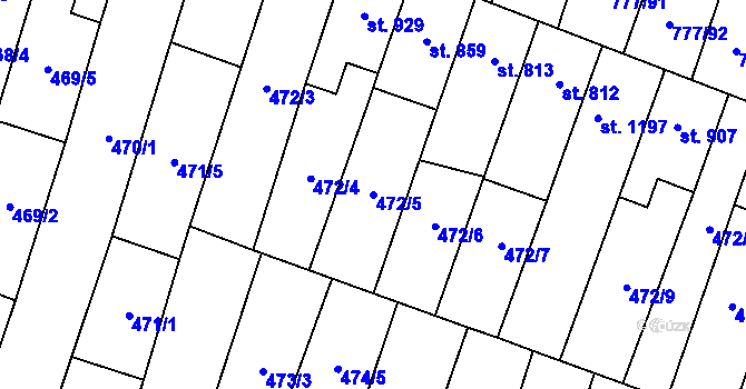 Parcela st. 472/5 v KÚ Dolní Němčí, Katastrální mapa
