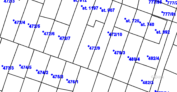 Parcela st. 472/9 v KÚ Dolní Němčí, Katastrální mapa