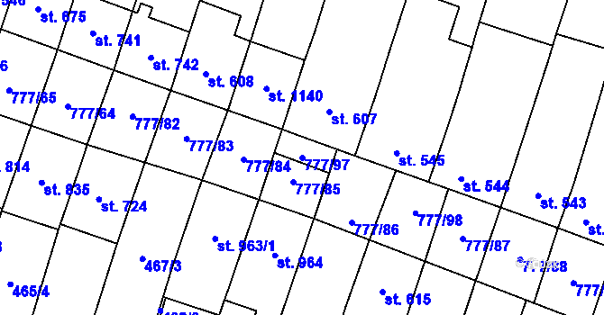 Parcela st. 777/97 v KÚ Dolní Němčí, Katastrální mapa