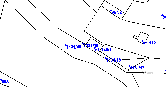 Parcela st. 1131/19 v KÚ Dolní Němčice, Katastrální mapa