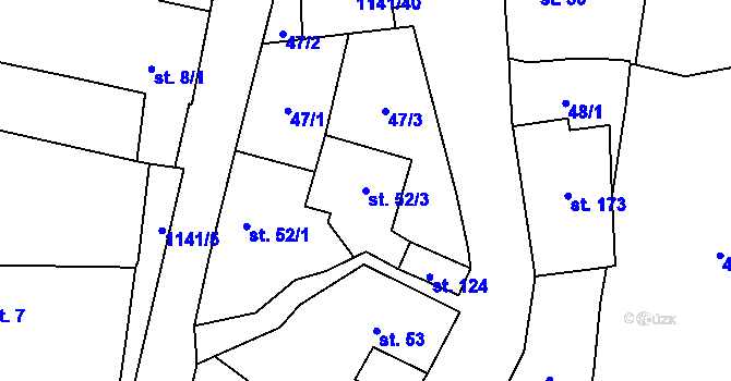 Parcela st. 52/3 v KÚ Dolní Němčice, Katastrální mapa