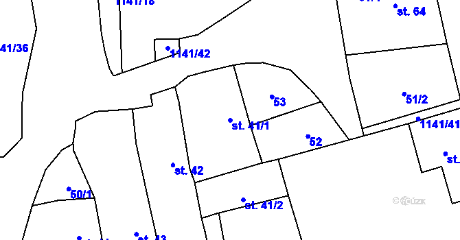 Parcela st. 41/1 v KÚ Dolní Němčice, Katastrální mapa