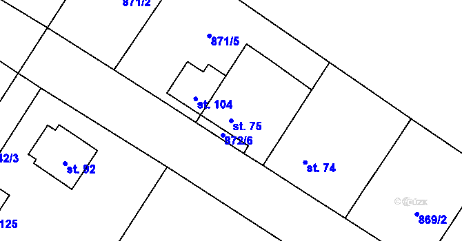 Parcela st. 75 v KÚ Dolní Němčice, Katastrální mapa