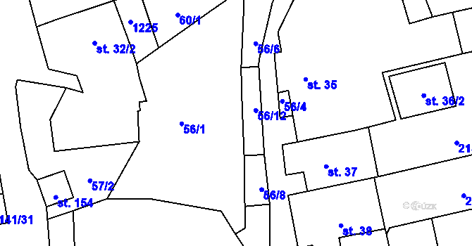 Parcela st. 56/7 v KÚ Dolní Němčice, Katastrální mapa