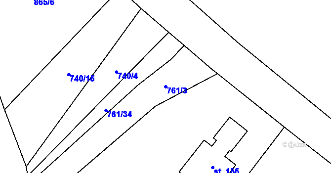 Parcela st. 761/3 v KÚ Dolní Němčice, Katastrální mapa
