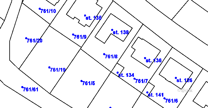 Parcela st. 761/8 v KÚ Dolní Němčice, Katastrální mapa