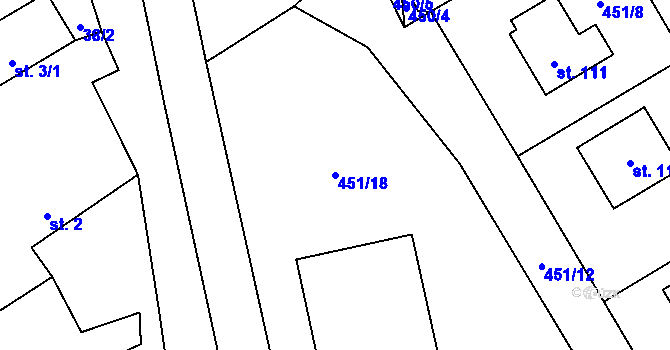 Parcela st. 451/18 v KÚ Dolní Němčice, Katastrální mapa