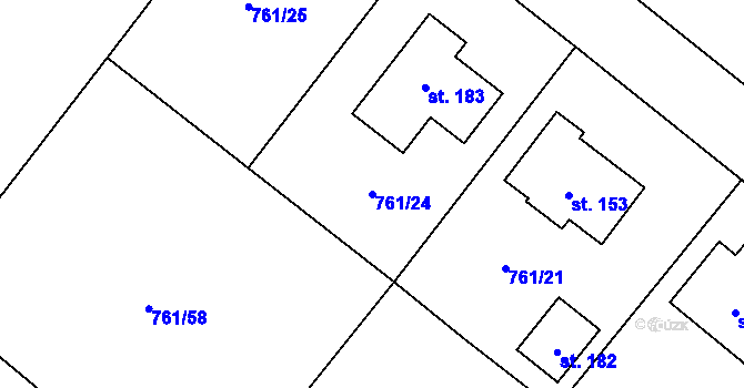 Parcela st. 761/24 v KÚ Dolní Němčice, Katastrální mapa