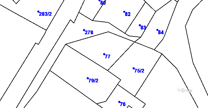 Parcela st. 77 v KÚ Dolní Nětčice, Katastrální mapa