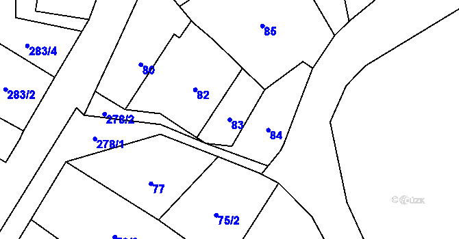 Parcela st. 83 v KÚ Dolní Nětčice, Katastrální mapa