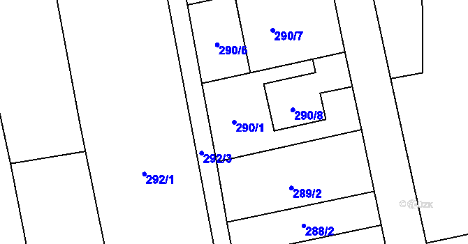 Parcela st. 290/1 v KÚ Dolní Nětčice, Katastrální mapa