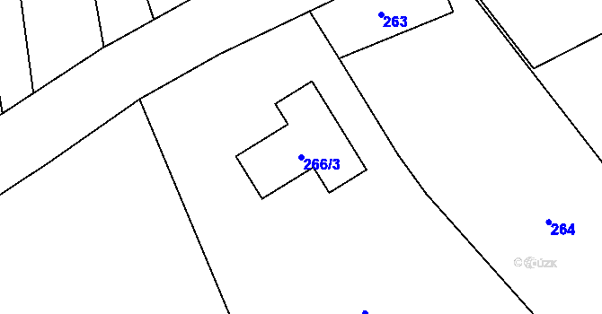Parcela st. 266/3 v KÚ Dolní Nětčice, Katastrální mapa