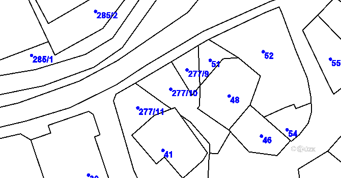Parcela st. 277/10 v KÚ Dolní Nětčice, Katastrální mapa