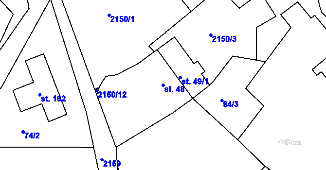 Parcela st. 48 v KÚ Boučí, Katastrální mapa
