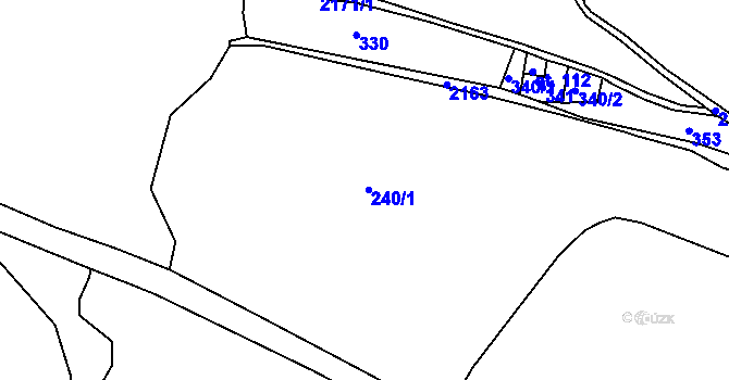 Parcela st. 240 v KÚ Boučí, Katastrální mapa