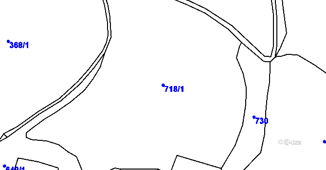 Parcela st. 718/1 v KÚ Boučí, Katastrální mapa