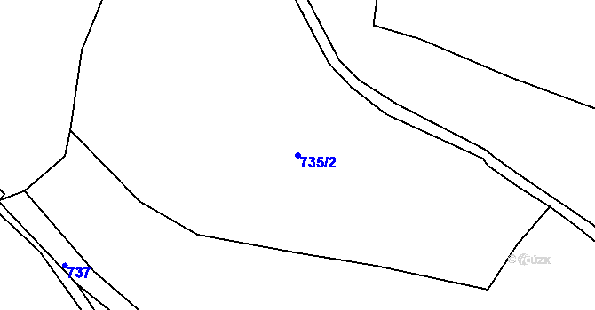 Parcela st. 735/2 v KÚ Boučí, Katastrální mapa