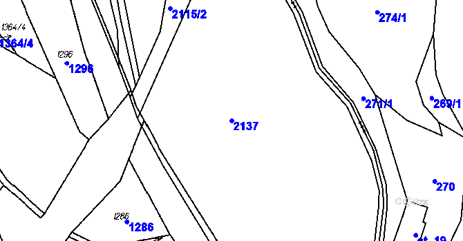 Parcela st. 2137 v KÚ Boučí, Katastrální mapa