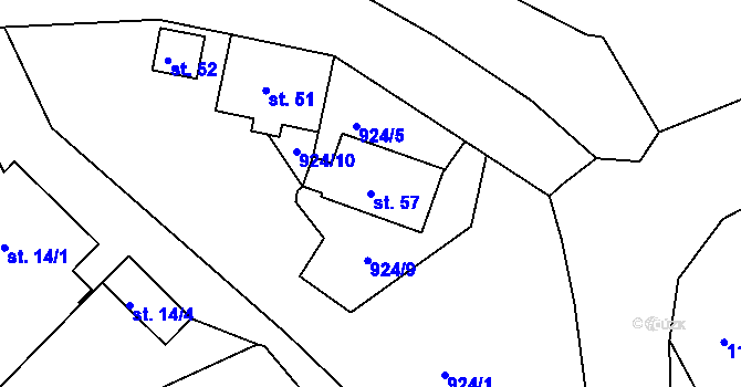 Parcela st. 57 v KÚ Dolní Nivy, Katastrální mapa