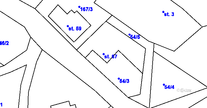 Parcela st. 67 v KÚ Dolní Nivy, Katastrální mapa