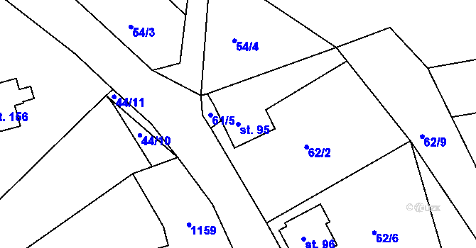 Parcela st. 95 v KÚ Dolní Nivy, Katastrální mapa