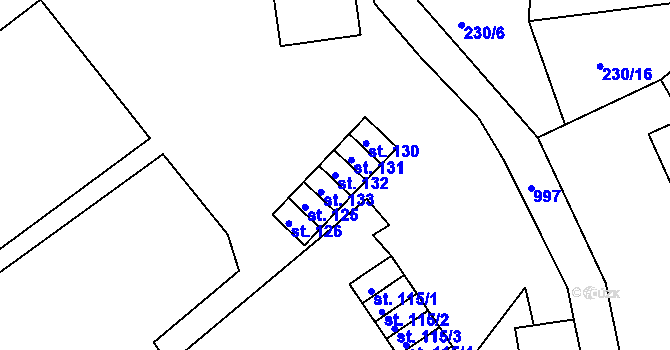 Parcela st. 132 v KÚ Dolní Nivy, Katastrální mapa