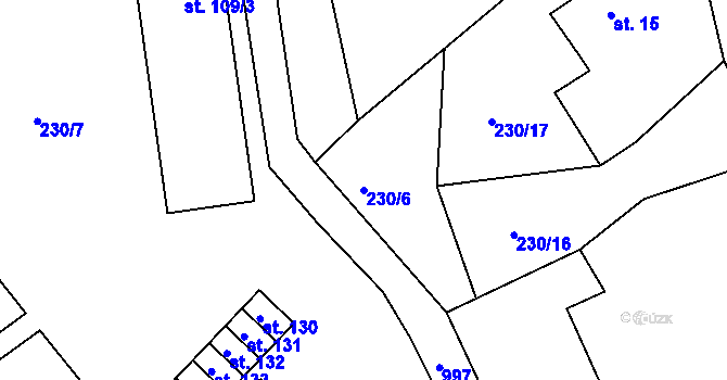 Parcela st. 230/6 v KÚ Dolní Nivy, Katastrální mapa