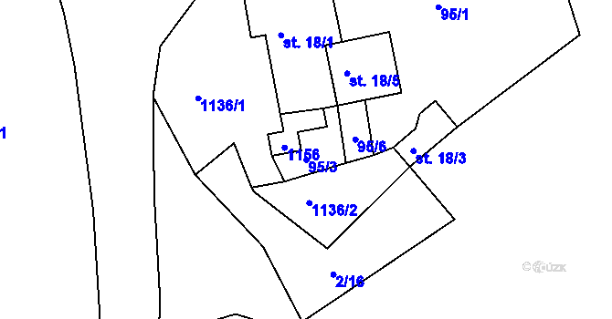 Parcela st. 95/3 v KÚ Dolní Nivy, Katastrální mapa