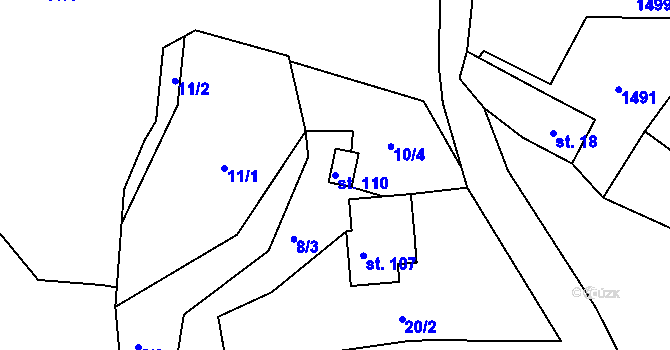 Parcela st. 110 v KÚ Horní Rozmyšl, Katastrální mapa