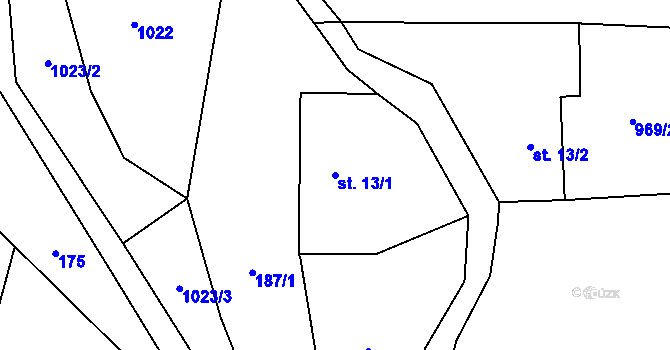 Parcela st. 13/1 v KÚ Dolní Olešnice, Katastrální mapa